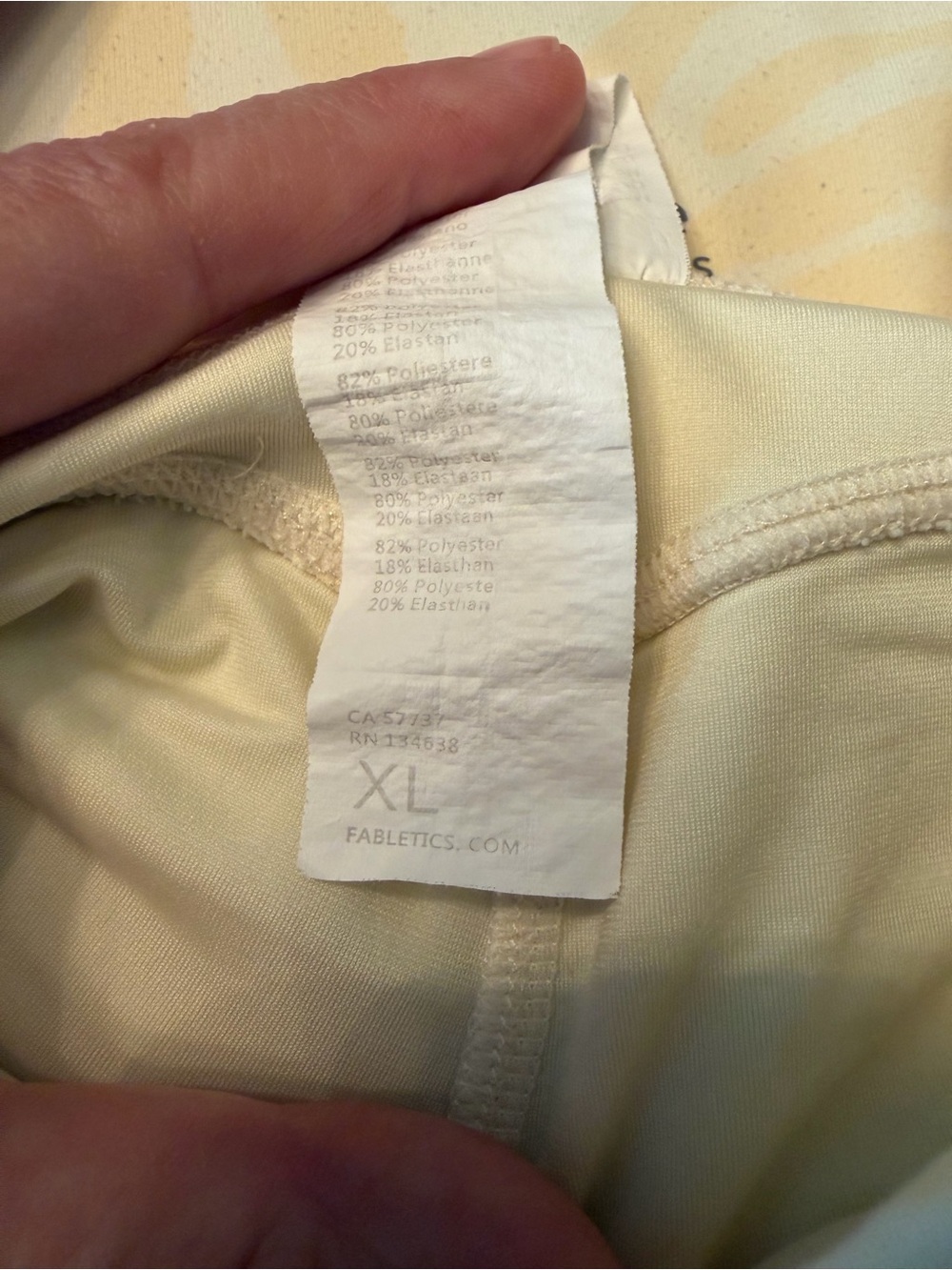 Fabletics PureLuxe Zebra Print Sports Bra & Biker Shorts Set XL Cream Yellow - Picture 7 of 8